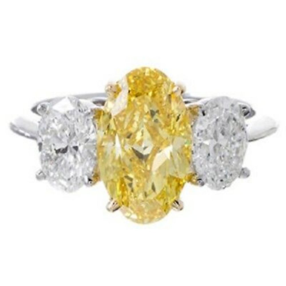 Oval Shape Fancy Yellow 2.05 Carat Diamond Ring